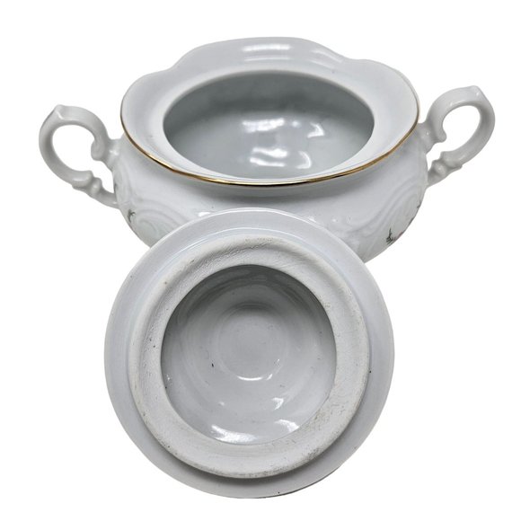 Vintage Wawel Royal Vienna Collection Sugar Bowl with Lid & Creamer White Floral - Picture 11 of 16